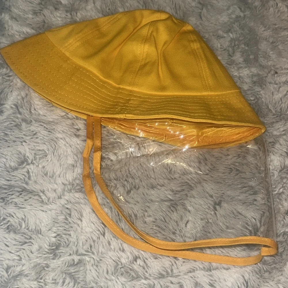 Kids Yellow Floppy Bucket Hat with Face Shield NEW!